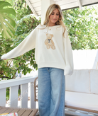 8apart Women Thea Teddy Bear Sweater Womens Casual Tops 8apart White Juniors/Women XS