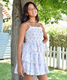 Love Shack Fancy Women Ruffle Mini Skirt Lilac Tide Womens Casual Bottoms Love Shack Fancy