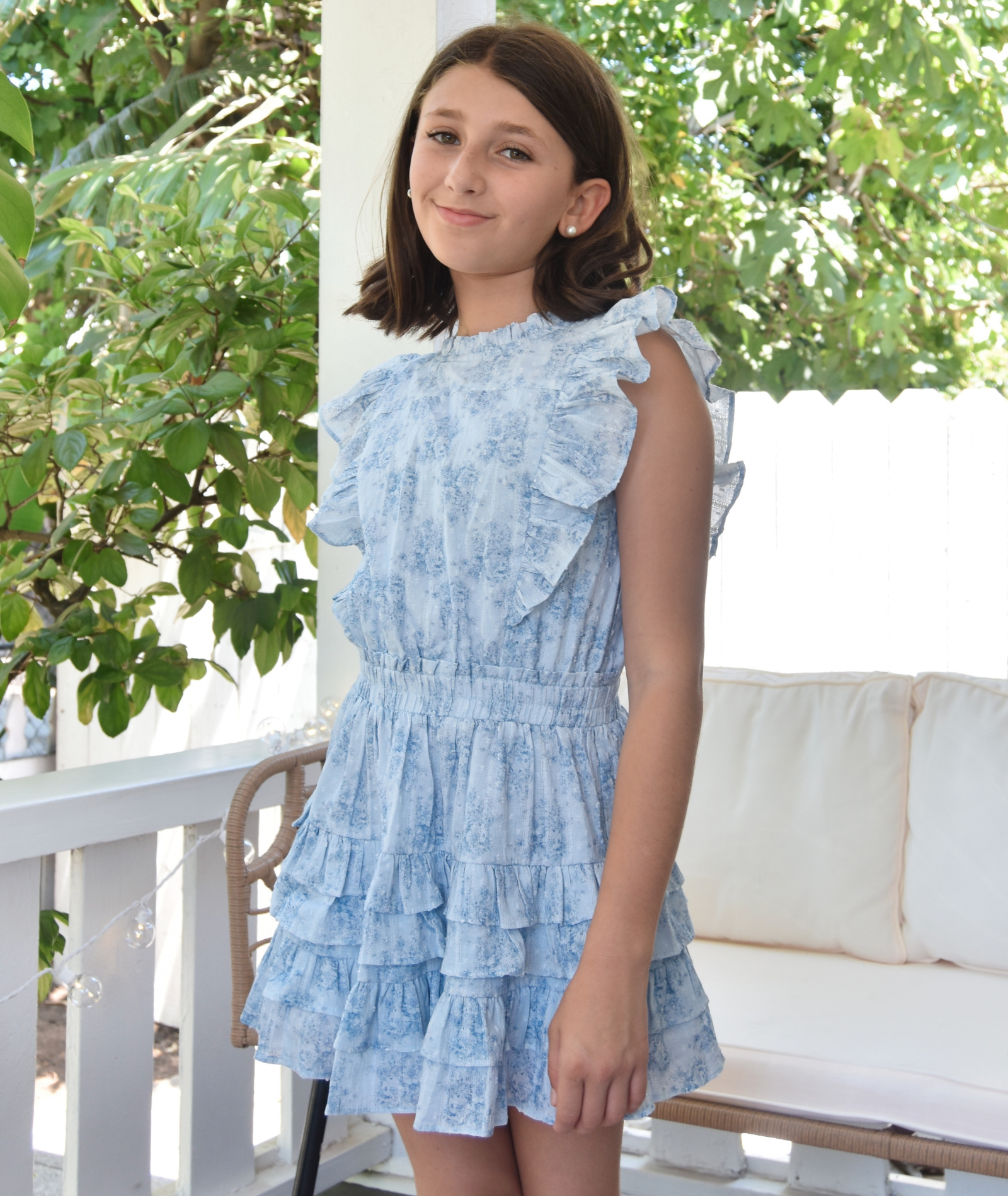 Summer Loving Girls Gustavia Dress Mini Roses Blue Distressed/seasonal girls Summer Loving Floral Y/5