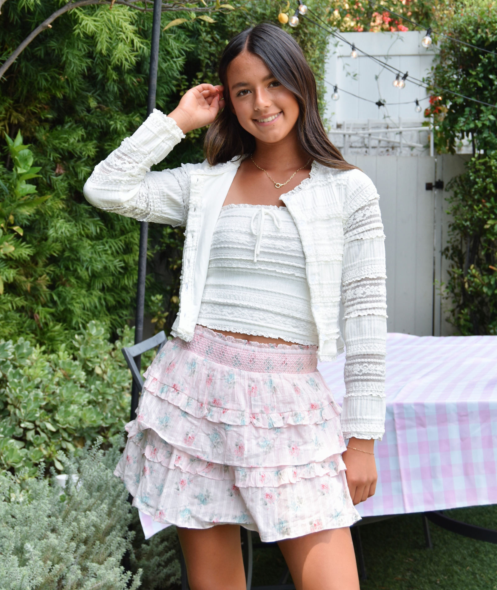 FBZ Girls Carrie Ruffle Line Lace Cardigan Girls Casual Tops FBZ Flowers By Zoe