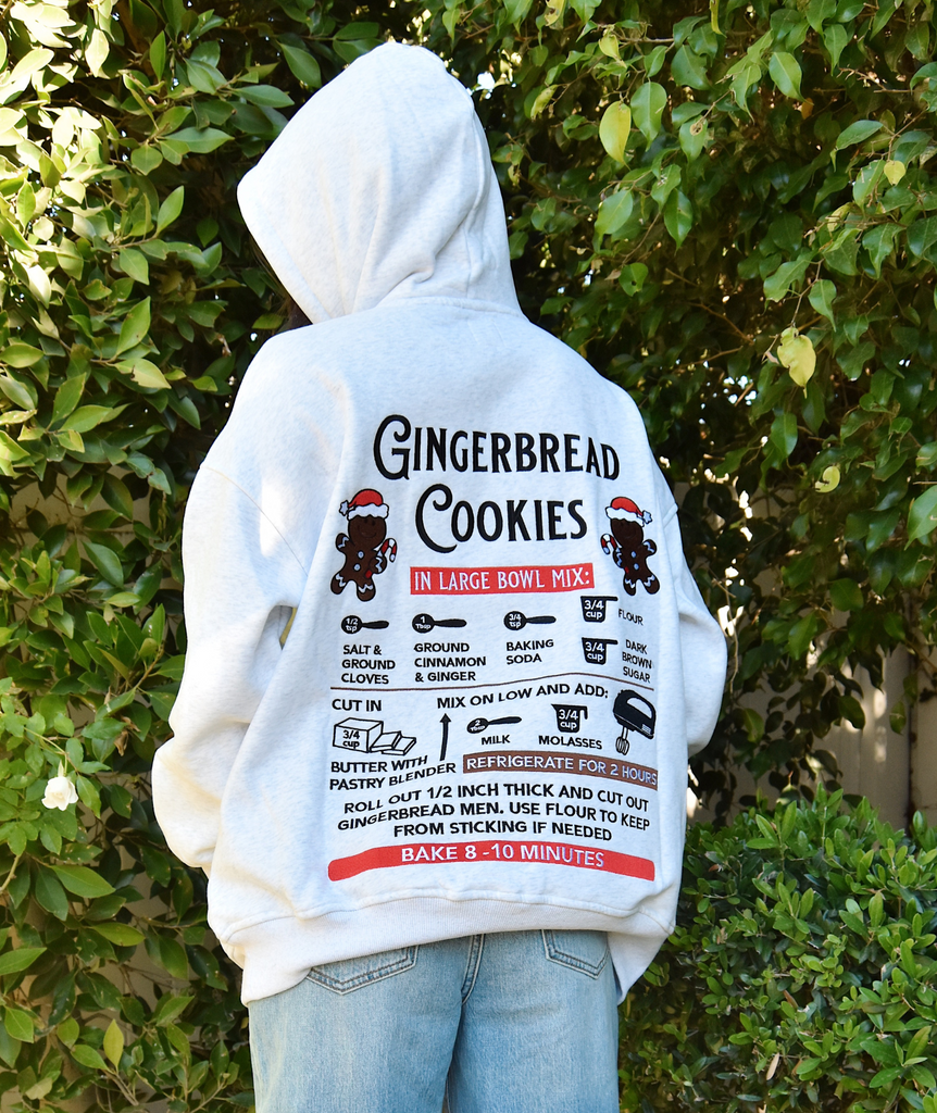 Sunkissed Coconut Juniors Embroidered Gingerbread Recipe Hoodie Womens Casual Tops Frankie's Exclusives   