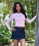 8apart Women Alexa Long Sleeve Baby Tee
