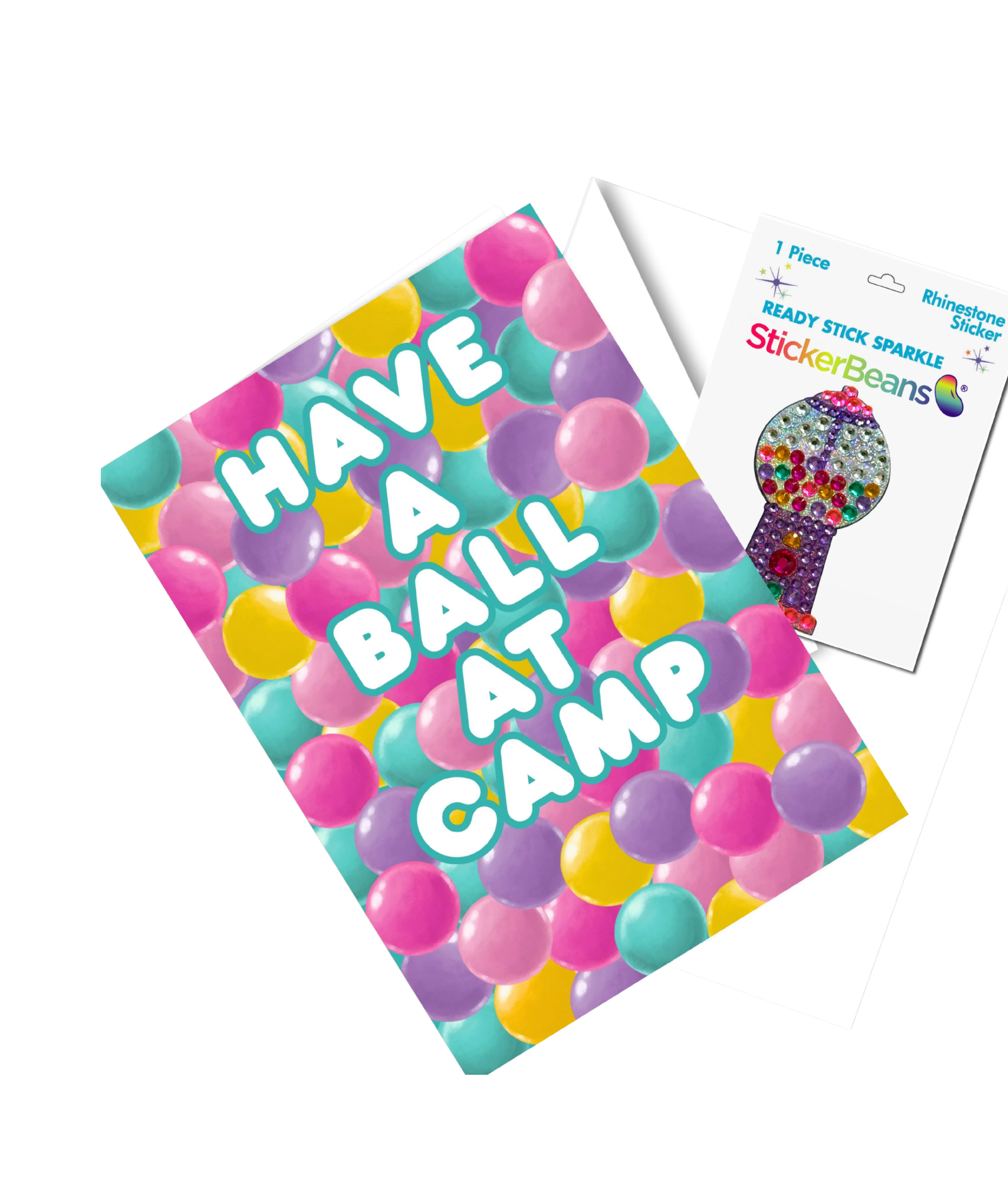 Sticker Beans Have a Ball at Camp Card With Sticker Accessories Sticker Beans Multi