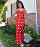 8apart Women Cherry Red Polka Dot Maxi Dress Womens Casual Dresses 8apart Red Juniors/Women XS