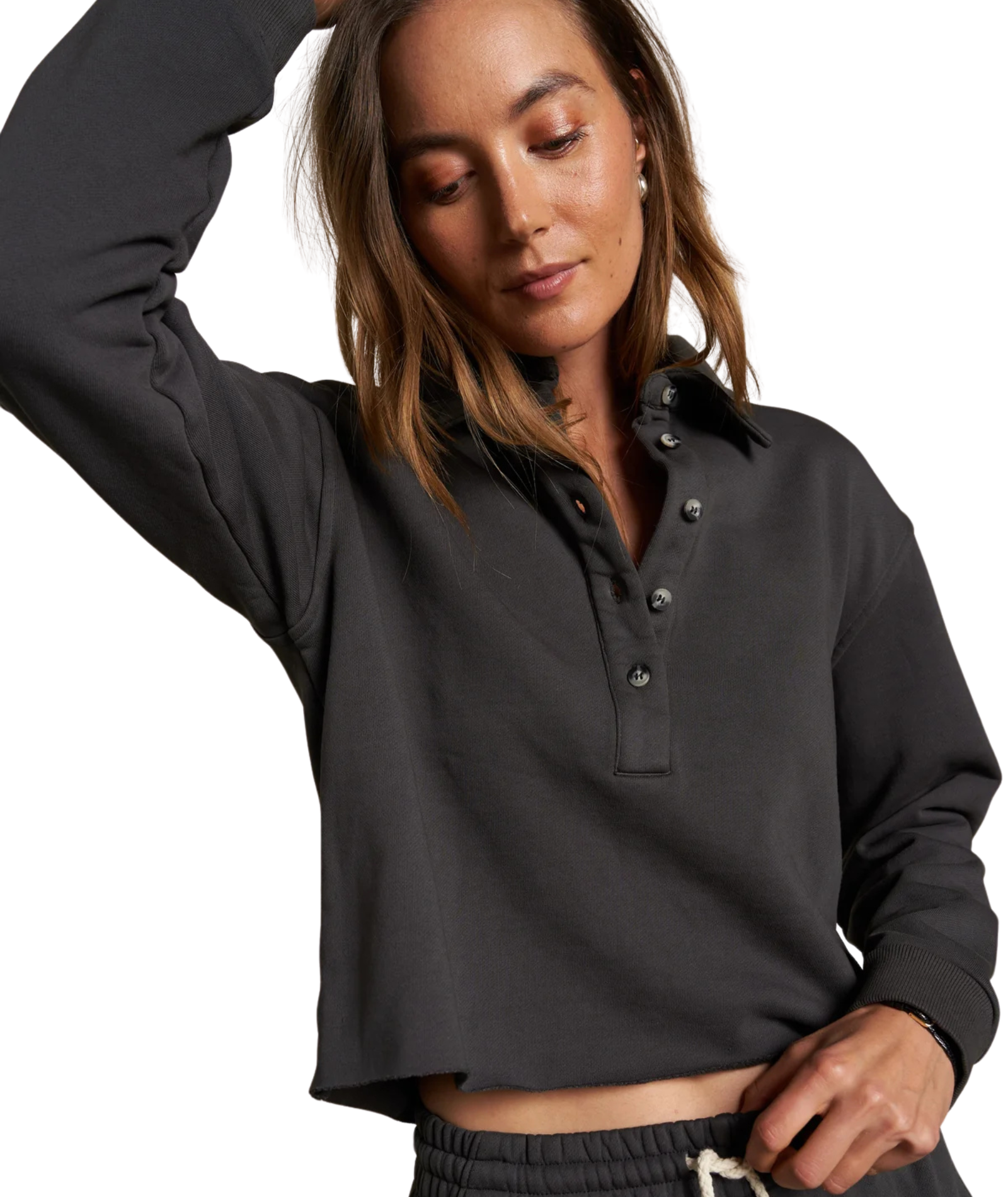 Perfect White Tee Women Vinny Fleece 3/4 Sweatshirt Womens Casual Tops Perfect White Tee