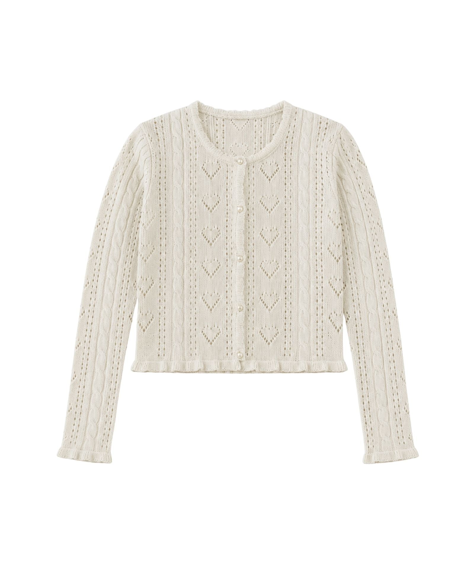 Theme Girls Ayla Cardigan Pointelle Knit Hearts