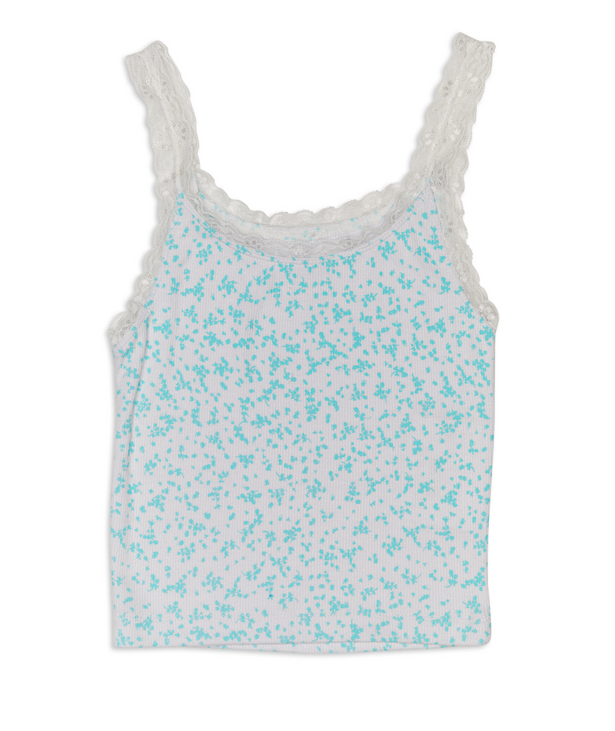 FBZ Girls Lilia Aqua Floral Lace Tank Girls Casual Tops FBZ Flowers By Zoe