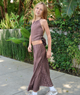 Katie J NYC Girls Anastasia Reversible Maxi Skirt Espresso Polka Dot Bandana