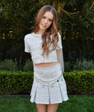 Katie J NYC Girls Blue Boucle Hattie Chain Skirt Girls Special Bottoms Katie J NYC Blue Y/S (7/8)