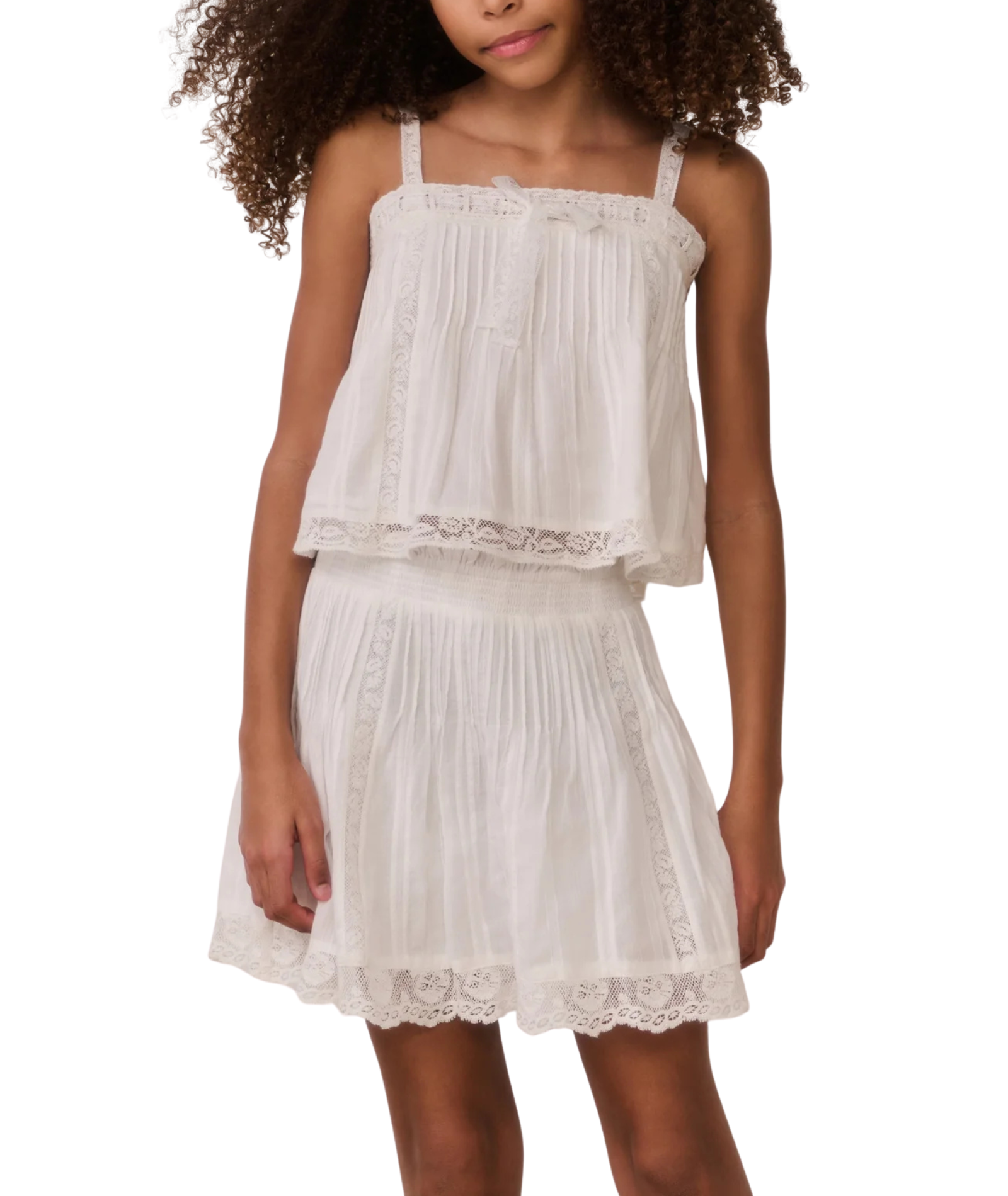 Love Shack Fancy Girls Solena Skirt White Girls Casual Bottoms Love Shack Fancy White Y/S (7/8)