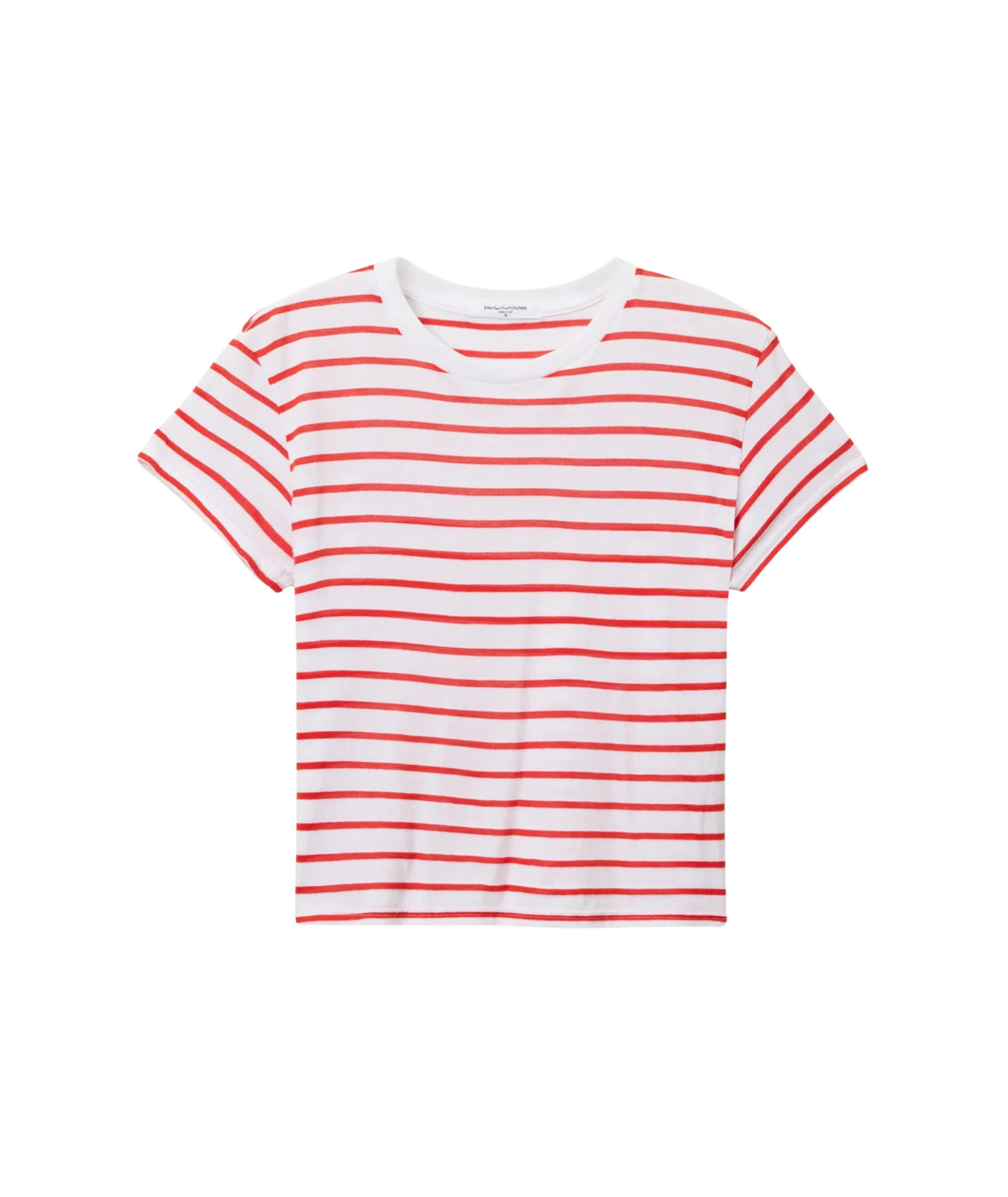Perfect White Tee Women Everett Jersey Stripe Boxy Crew Tomato
