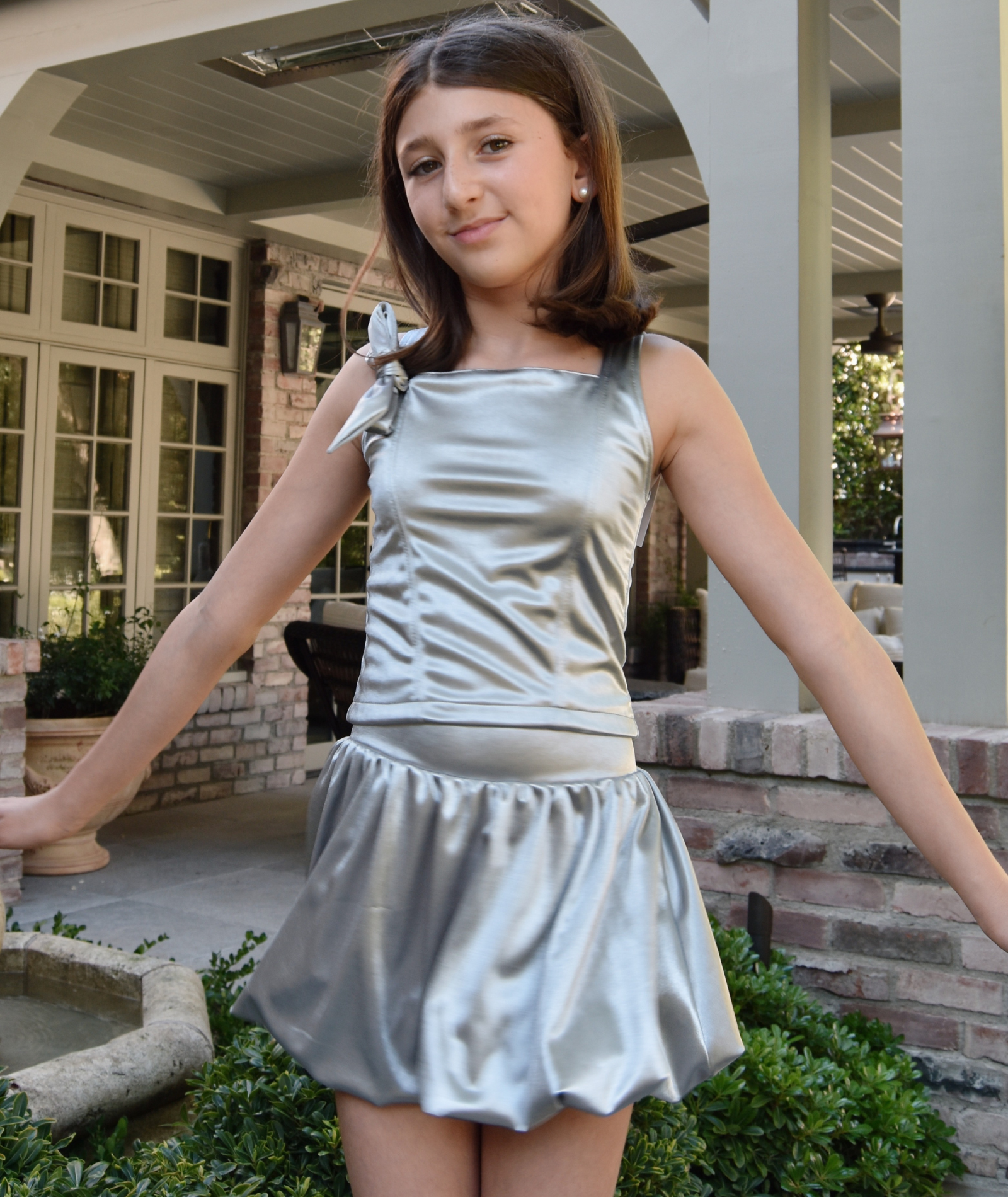 FBZ Girls Nadja Sateen Tie Top Girls Special Tops FBZ Flowers By Zoe