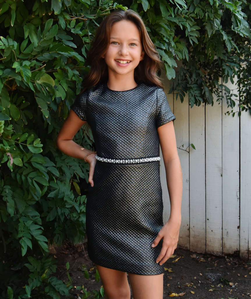 Katie J NYC Girls Sylvie Quilted Dress Girls Special Dresses Katie J NYC Silver Y/S (7/8) 