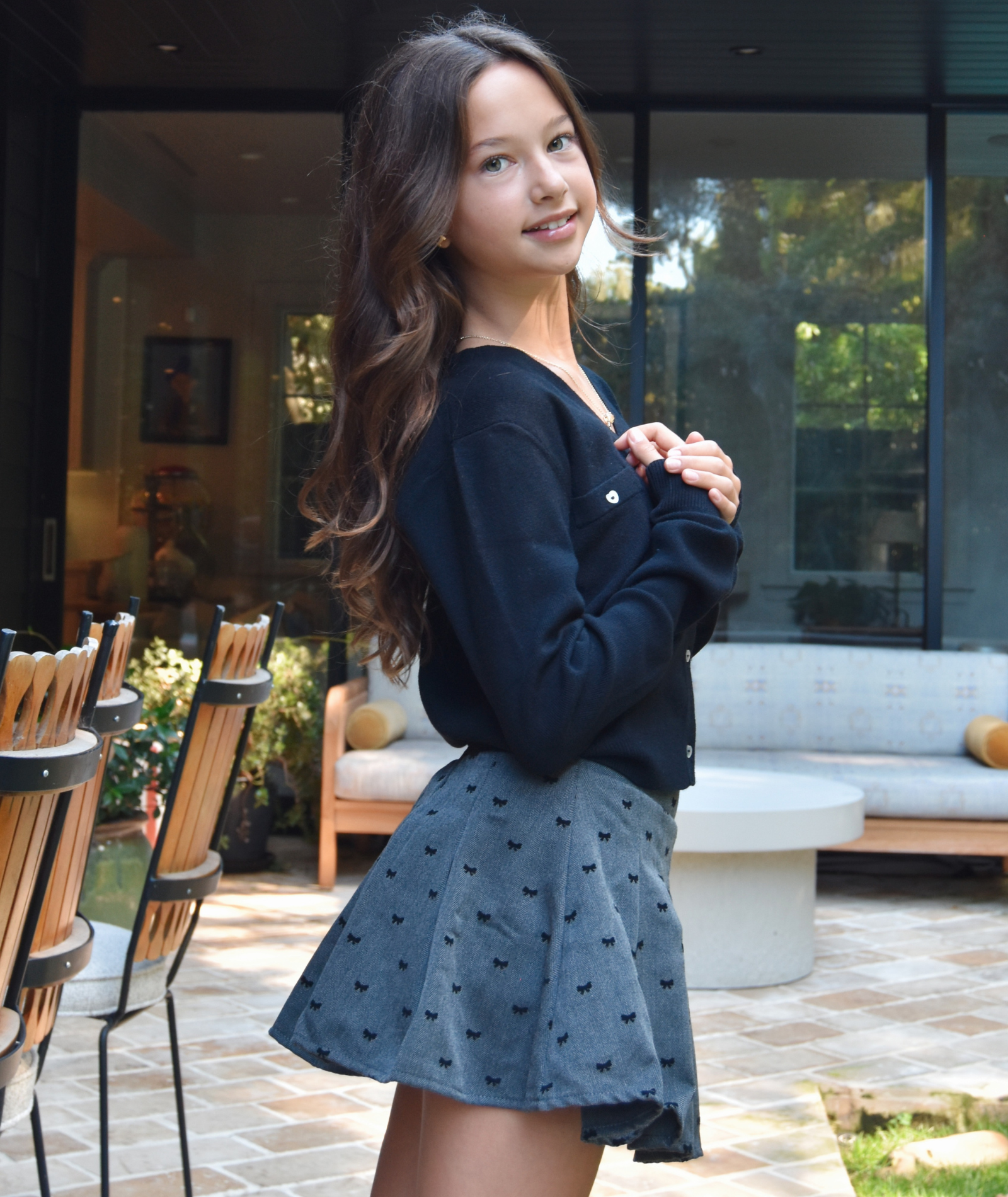 Theme Girls Mickey Heart Buttons Black Cardigan Girls Casual Tops Theme-NYC