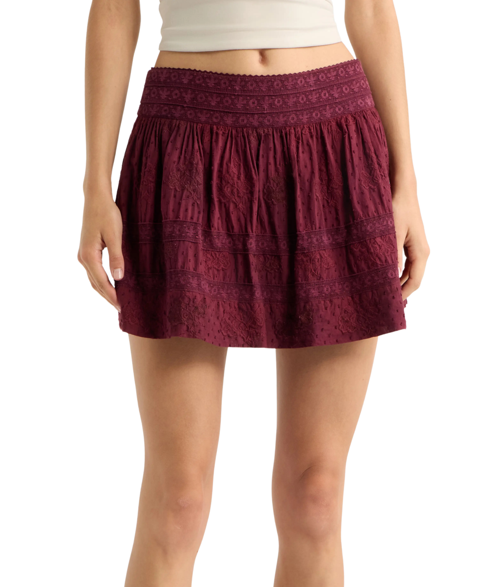 Love Shack Fancy Women Anwen Skirt Faded Merlot