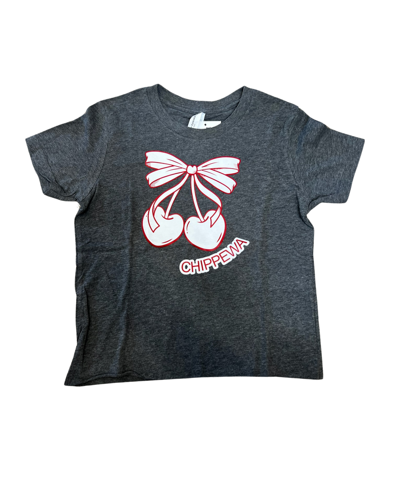 Girls Chippewa Camp is Sweet Cherry Bows Camp Tee Distressed/seasonal girls Frankie's Exclusives Grey Y/S (6/8)