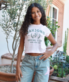 Katie J NYC Girls Boxy Baby Tee Mahjong Girls Casual Tops Katie J NYC