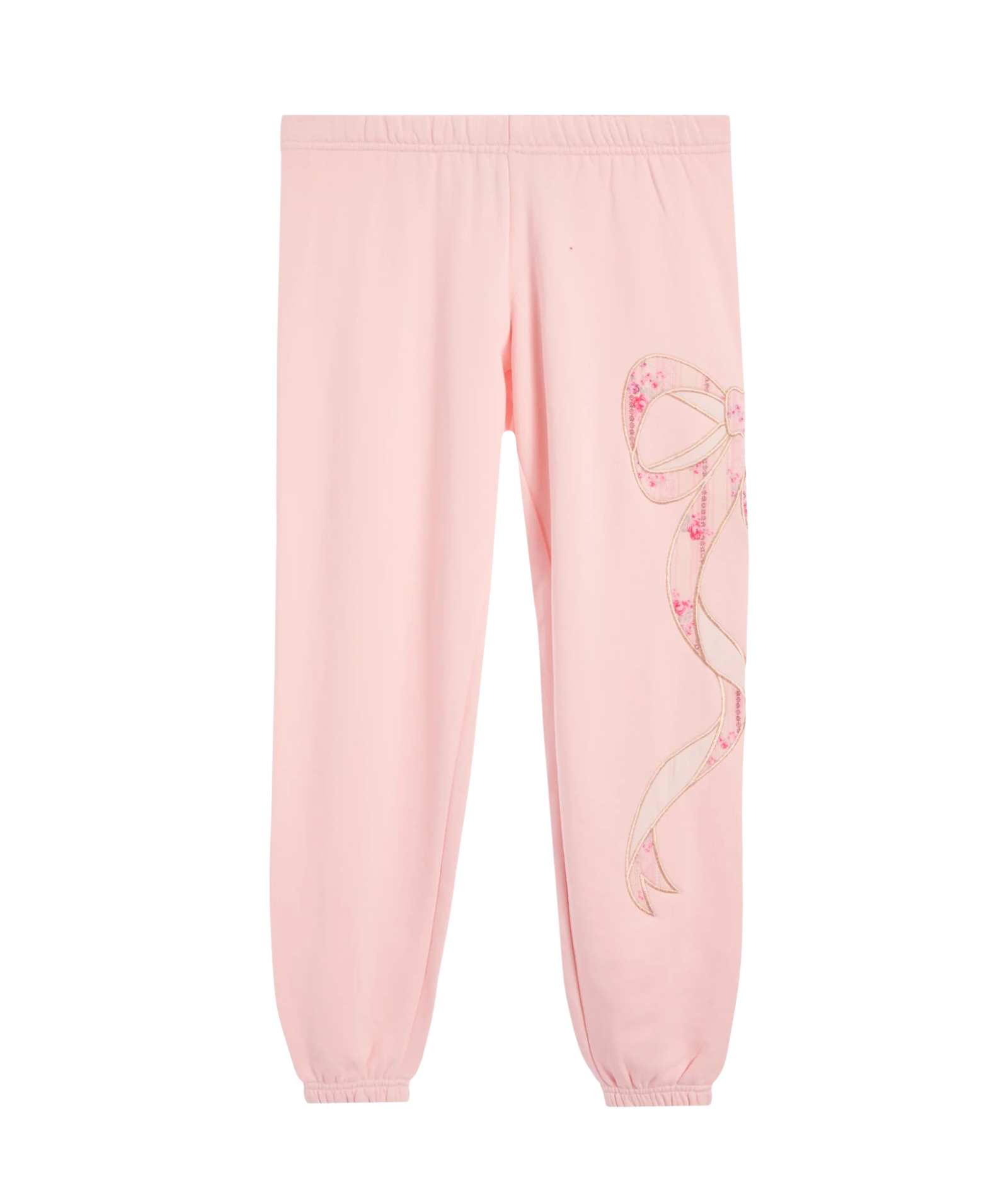 Katie J NYC Girls Dylan Bow Sweatpants Pale Pink/Rose Floral