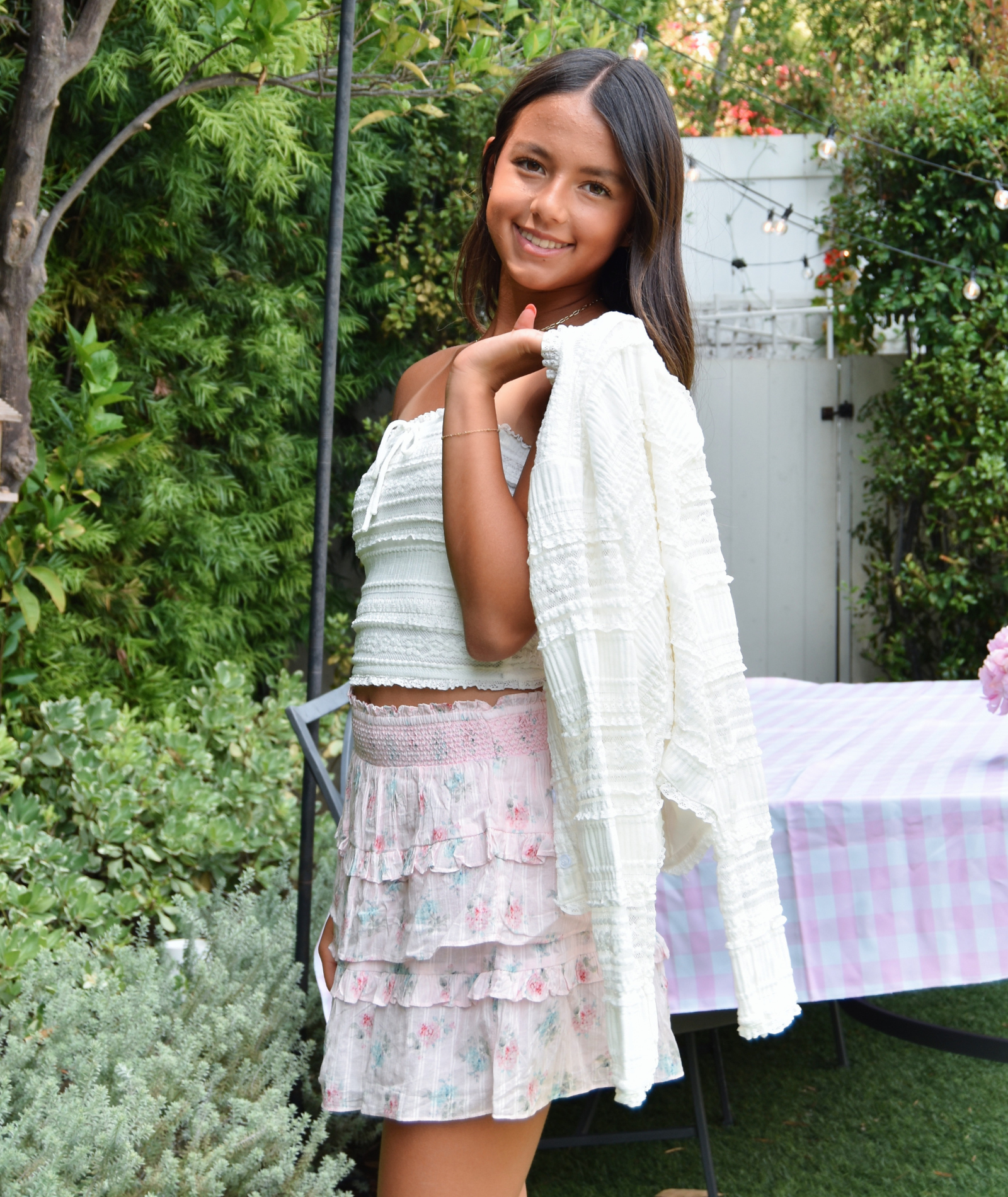FBZ Girls Carrie Ruffle Line Lace Cardigan Girls Casual Tops FBZ Flowers By Zoe