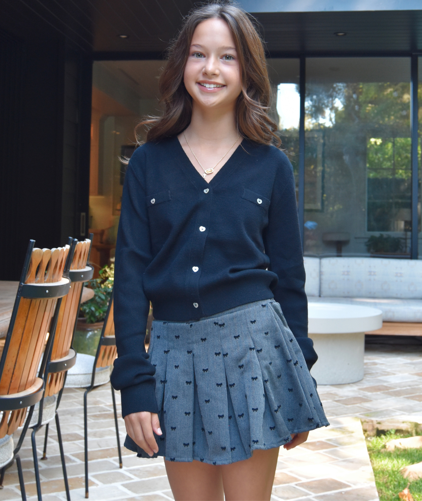 FBZ Girls Marlowe Gabardine Bow Pleated Skort Girls Special Bottoms FBZ Flowers By Zoe Grey Y/6