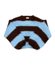8apart Women Kiki Coffee/Blue Striped Fuzzy Sweater