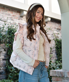 8apart Women Ashlyn Pink Floral Puffer Vest Womens Casual Tops 8apart