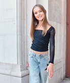 Katie J NYC Girls Avanil Long Sleeve Mesh Top Girls Special Tops Katie J NYC