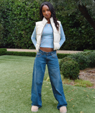 Motel Rocks Women Low Rise Roomy Jeans College Blue Wash Womens Denim Motel Rocks Blue Juniors/Women 24/32