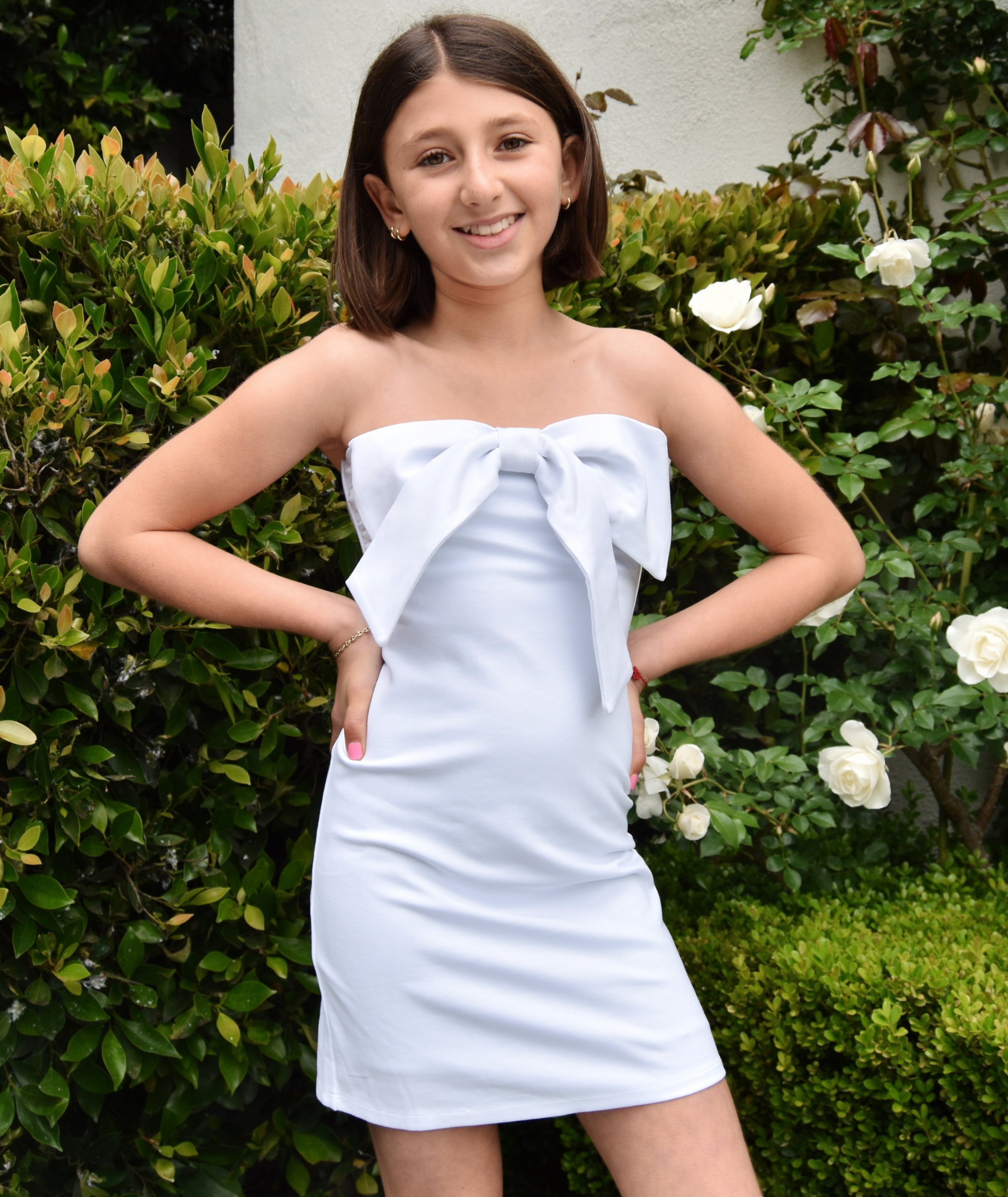 Gold Rush NYC Girls Teddie Bow Dress Girls Special Dresses Gold Rush NYC White Y/S (7/8)