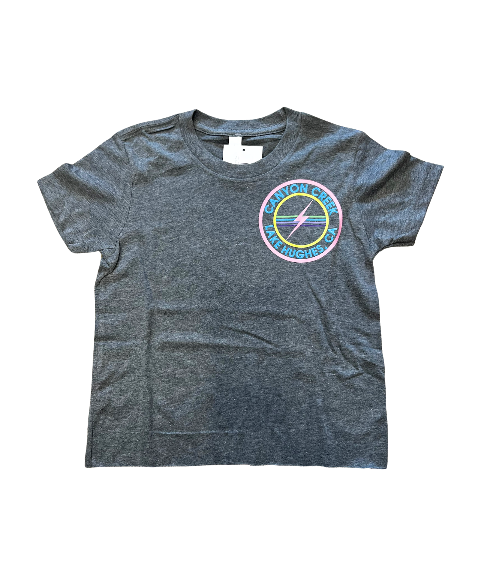 Girls Canyon Creek Nation Stamp Charcoal Grey Camp Tee Girls Casual Tops Frankie's Exclusives Charcoal Grey Y/S (6/8)