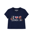 Katie J NYC Girls London Boxy Baby Tee Girls Casual Tops Katie J NYC Evening Blue Y/S (7/8)