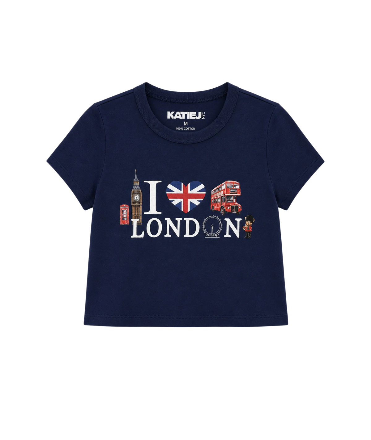 Katie J NYC Girls London Boxy Baby Tee Girls Casual Tops Katie J NYC Evening Blue Y/S (7/8)