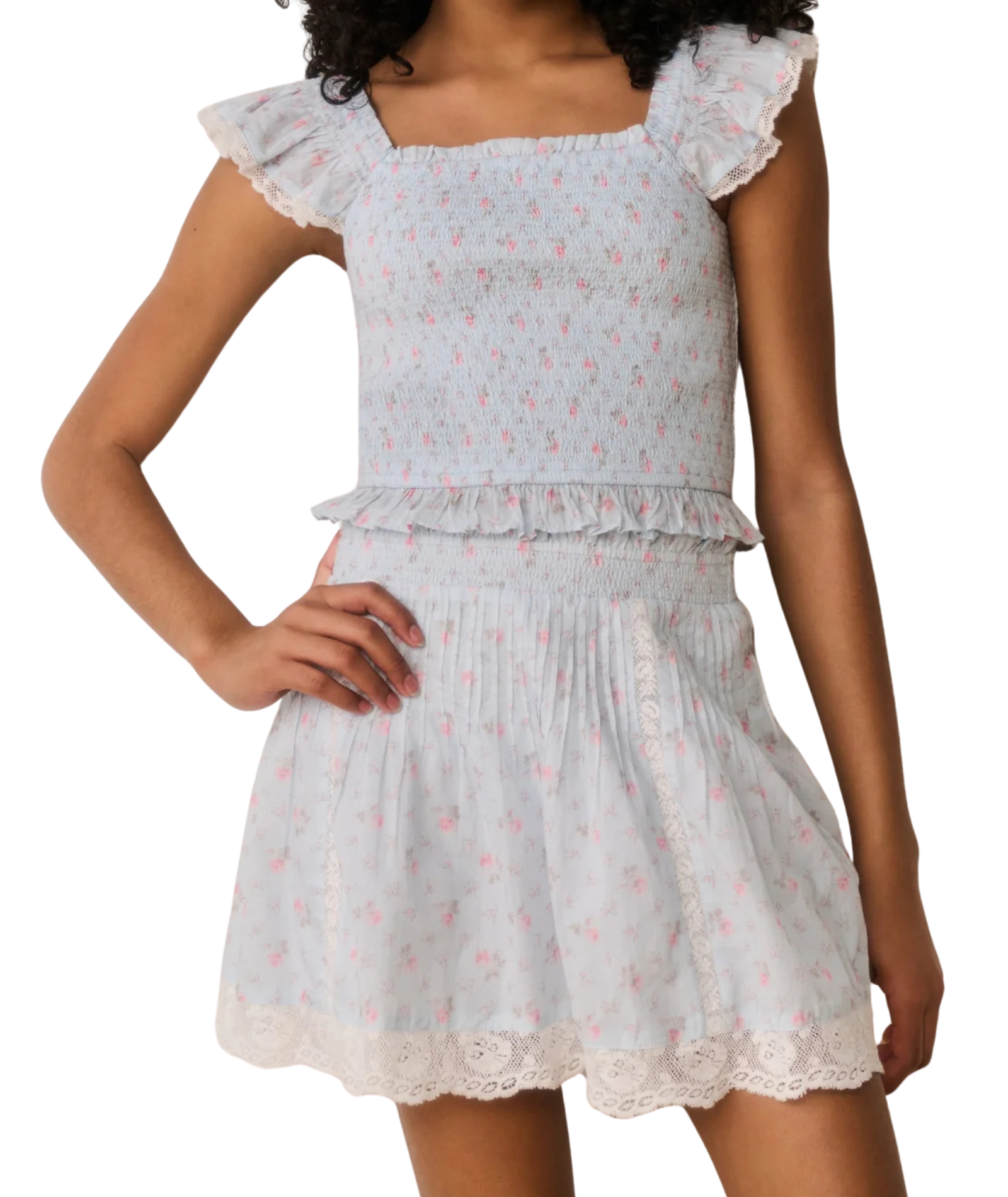 Love Shack Fancy Girls Solena Skirt Chapparal Blue