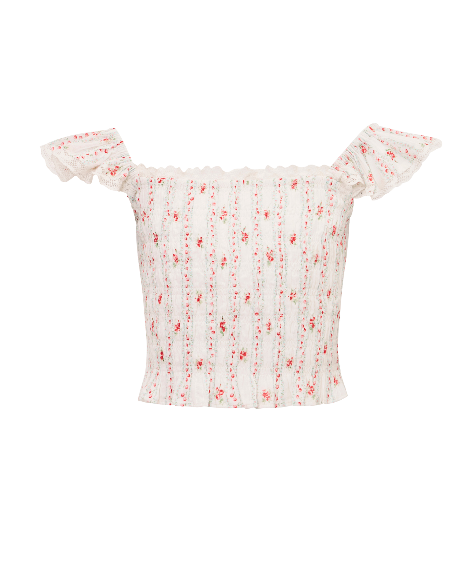 Love Shack Fancy Tween Caspia Top Poppy Red Girls Casual Tops Love Shack Fancy Floral Y/S (7/8)