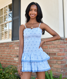 FBZ Girls Savannah Blue Striped Bow Smock Dress Girls Casual Dresses FBZ Flowers By Zoe