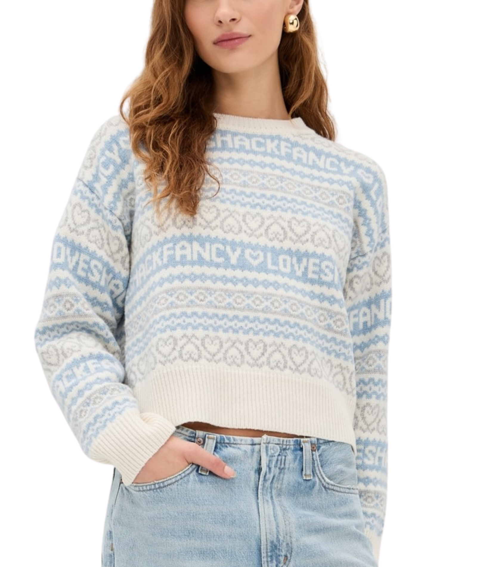 Love Shack Fancy Women Emberly Pullover Winter Haze Womens Casual Tops Love Shack Fancy