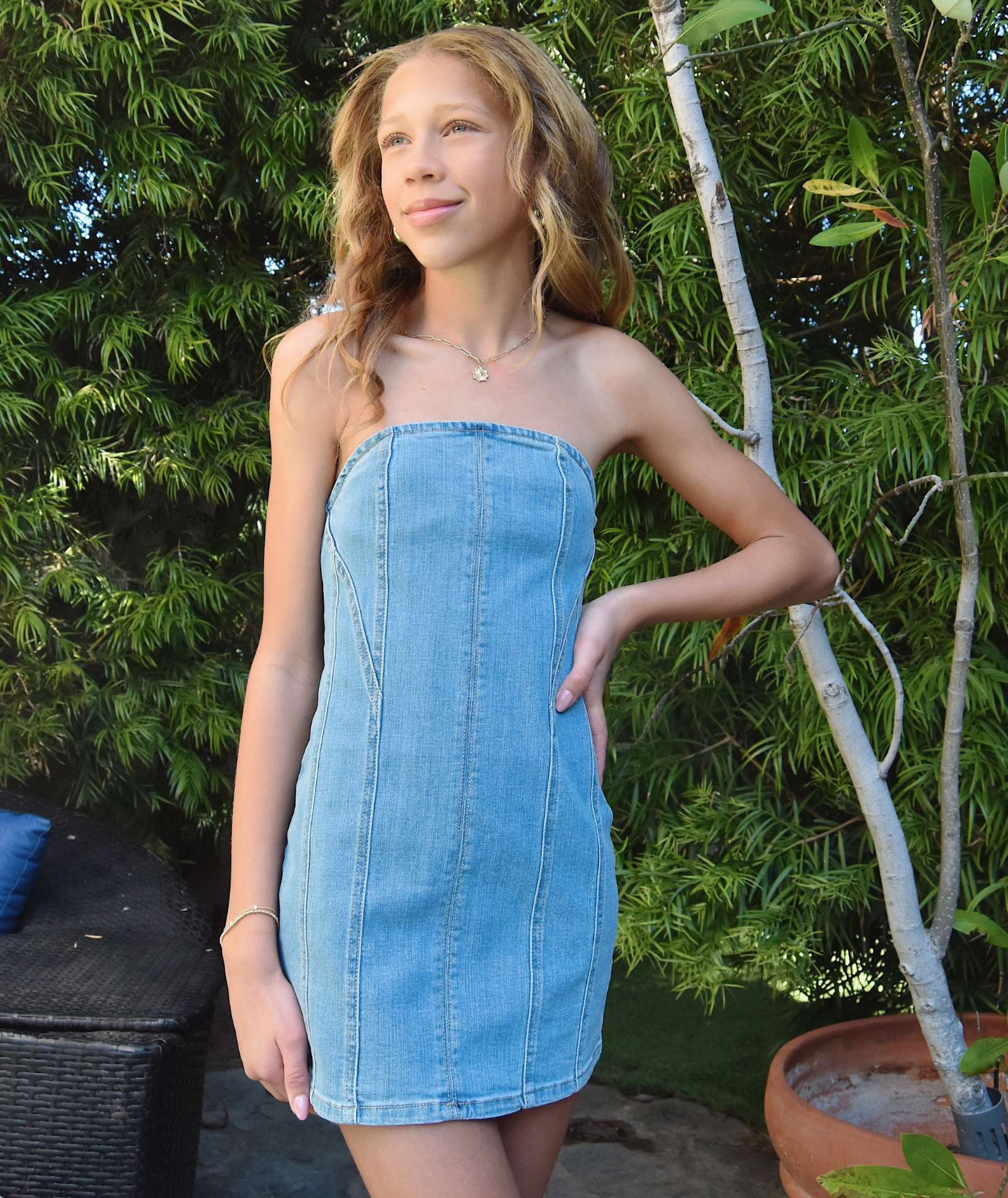 Katie J NYC Juniors Rome Denim Dress Womens Casual Dresses Katie J NYC