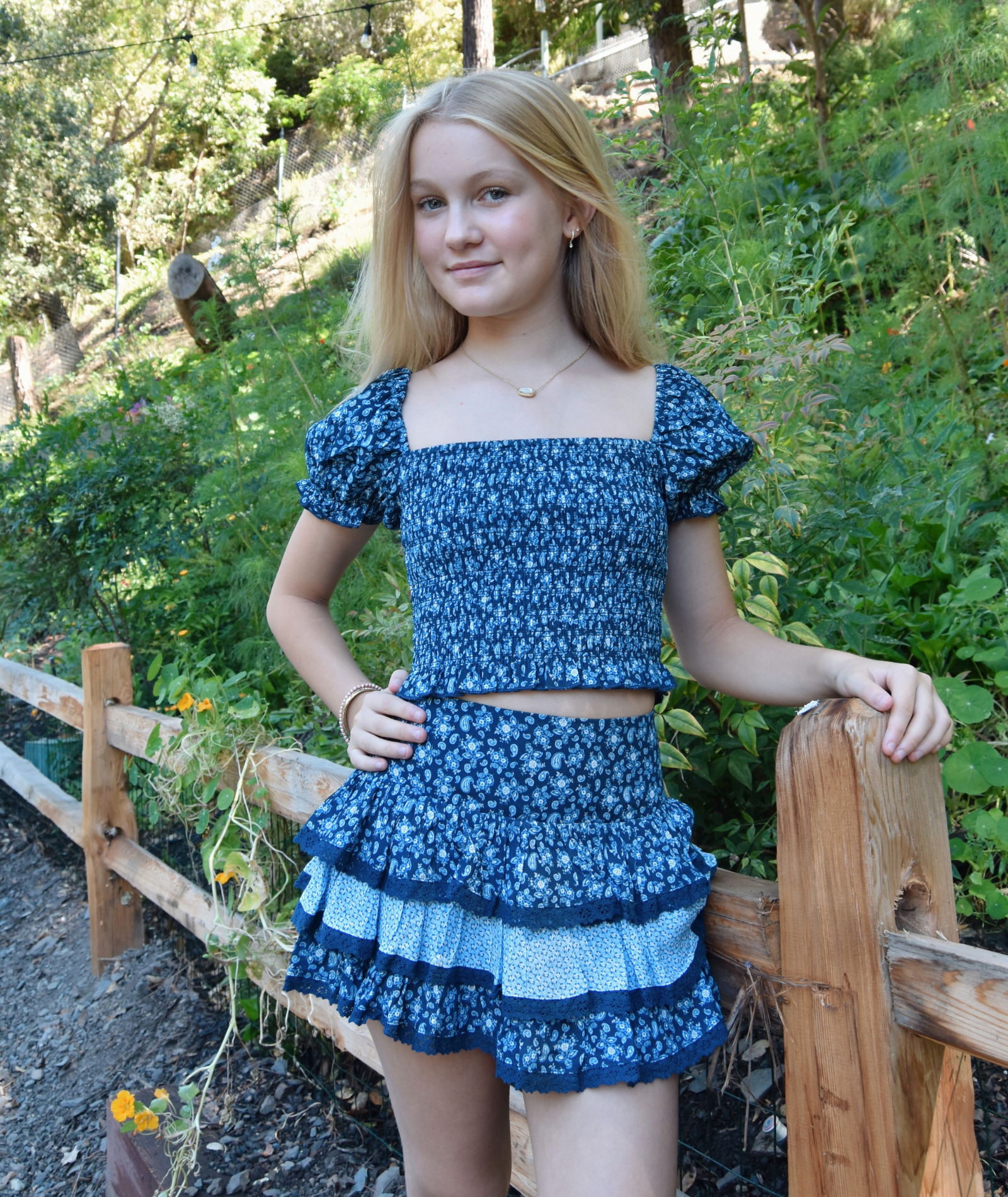 Katie J NYC Girls Navy Floral Paisley Marlee Top Girls Casual Tops Katie J NYC