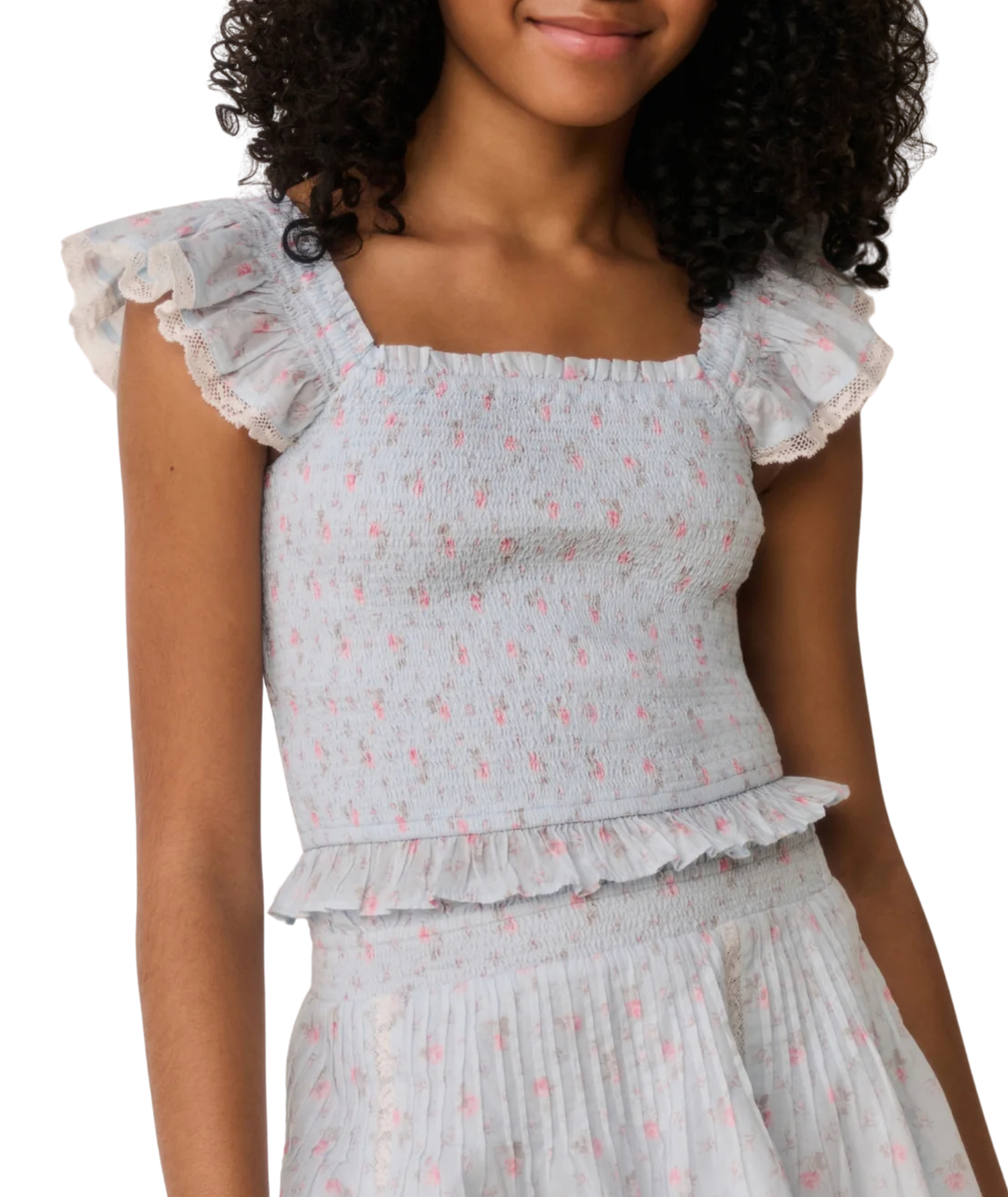 Love Shack Fancy Girls Jeanna Top Chapparal Blue