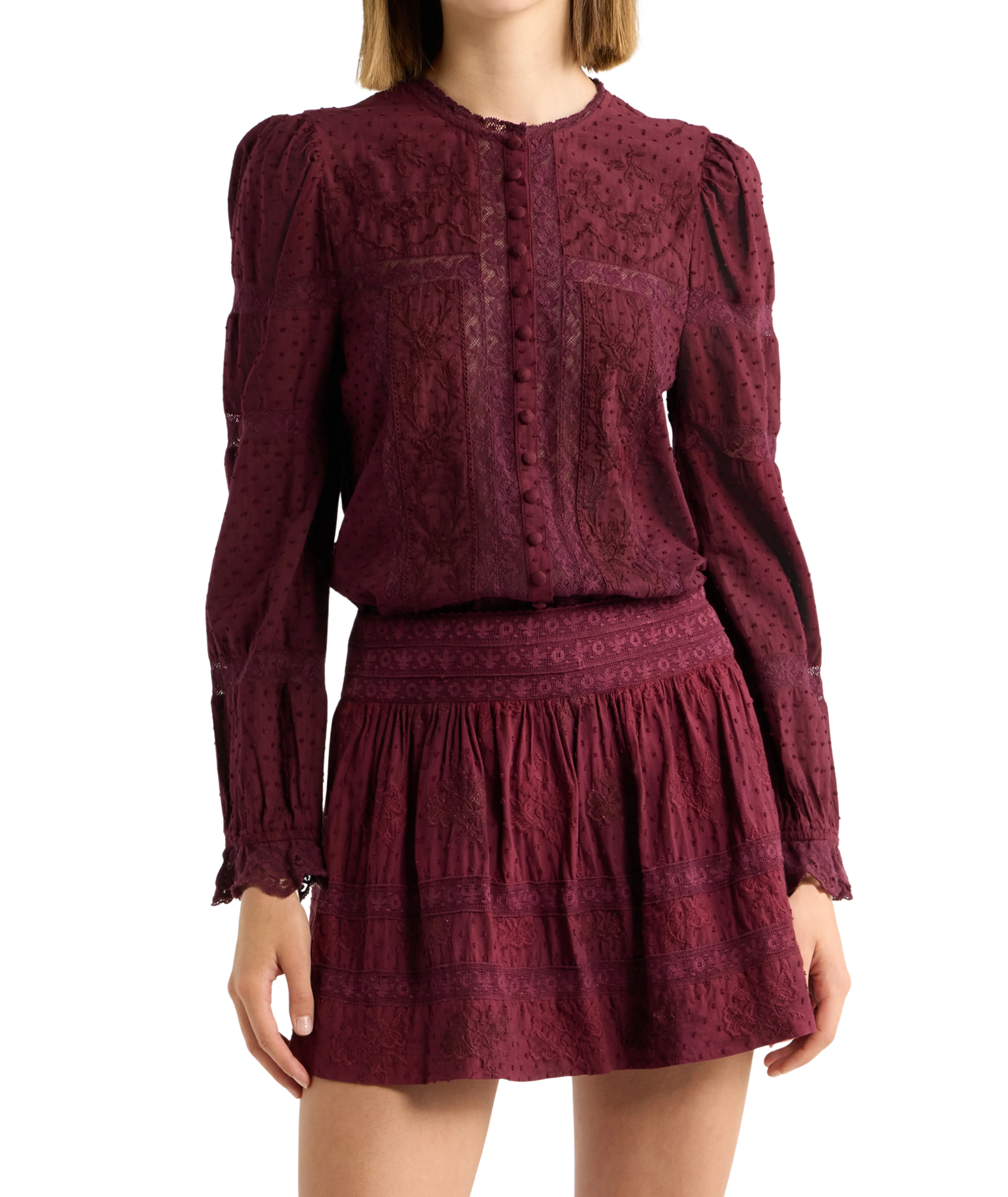 Love Shack Fancy Women Casetta Top Faded Merlot