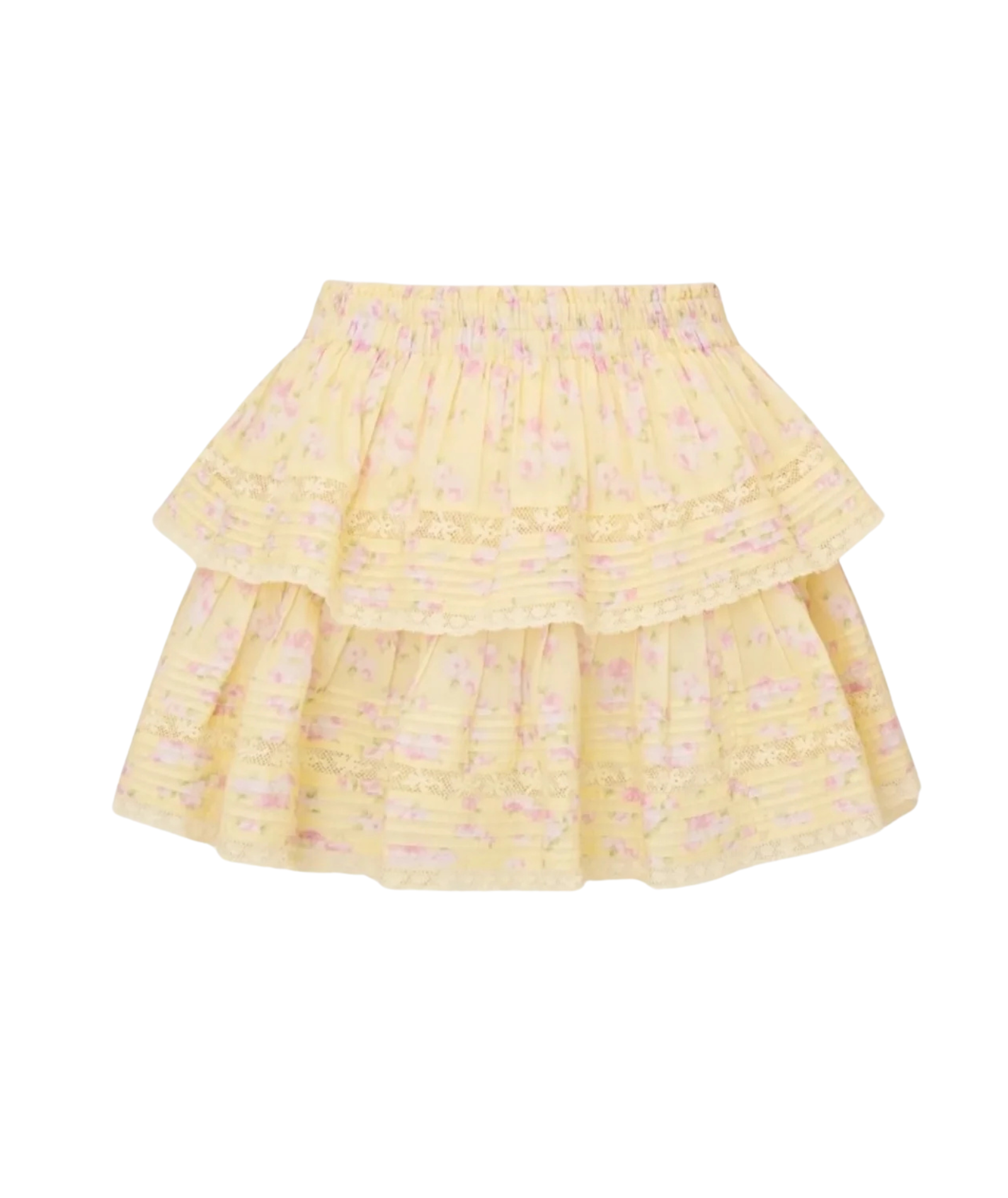Love Shack Fancy Women Ruffle Mini Skirt Lemon Spritz Womens Casual Bottoms Love Shack Fancy