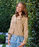 Katie J NYC Juniors Vance Cropped Trench Jacket Womens Casual Tops Katie J NYC Tan Juniors/Women XS