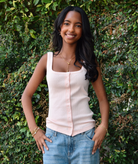 8apart Women Paxton Pointelle Button Down Tank Womens Casual Tops 8apart Pink Juniors/Women S