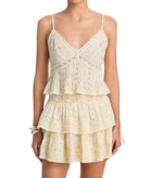 Love Shack Fancy Women Ruffle Mini Skirt Lemon Spritz Womens Casual Bottoms Love Shack Fancy