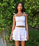 Theme Girls Gemma Pastel Pink/White Gingham Hearts Satin Mini Skirt Girls Casual Bottoms Theme-NYC