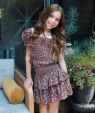 Katie J NYC Girls Chocolate Floral Marlee Top Girls Casual Tops Katie J NYC Floral Y/S (7/8)