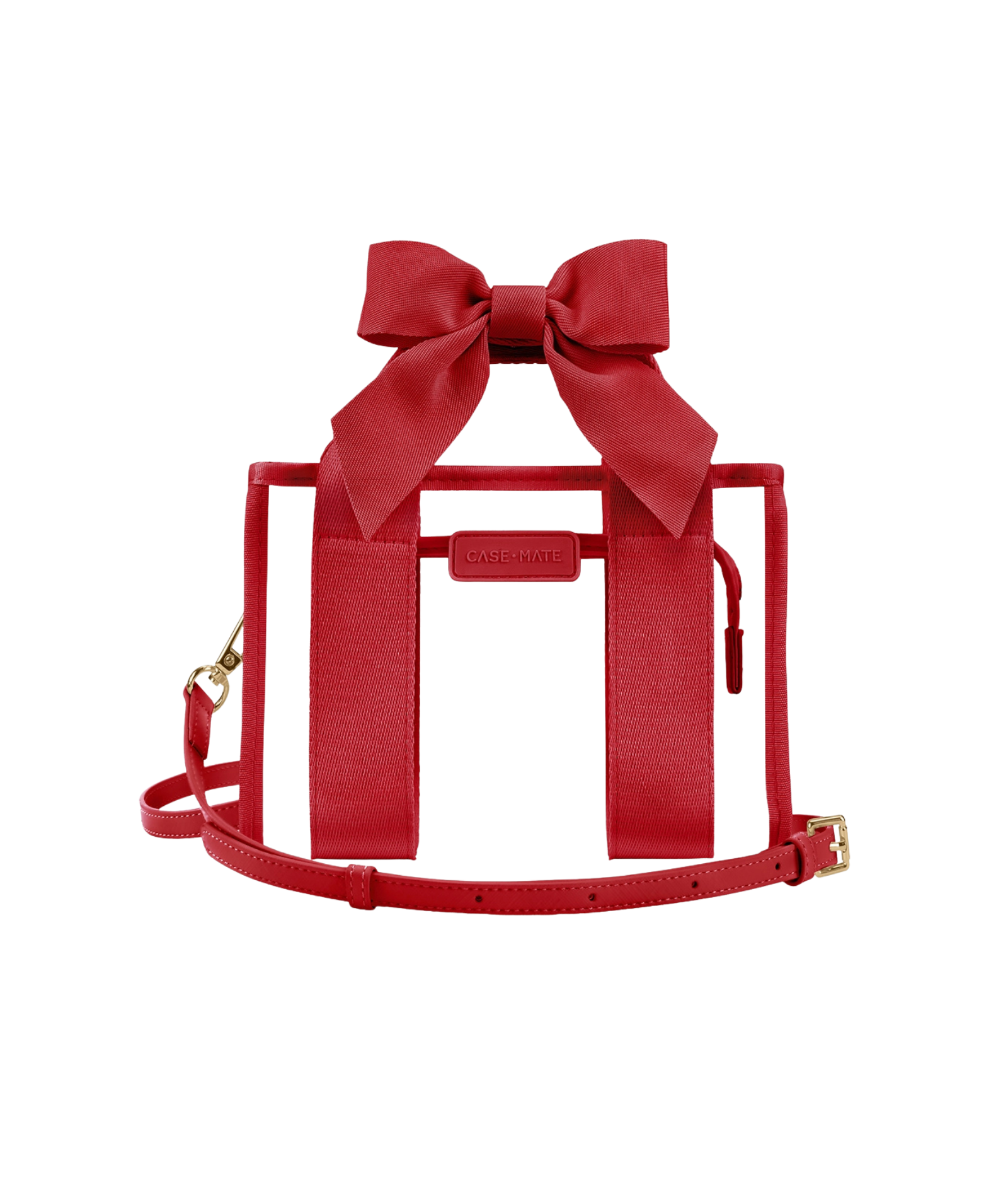 Frankie's Exclusives Clear Jelly Stadium Bag With Bow Varsity Red Accessories Frankie's Exclusives Red