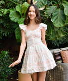 FBZ Girls Meredith Peach Eyelet Ruffle Dress Girls Casual Dresses FBZ Flowers By Zoe