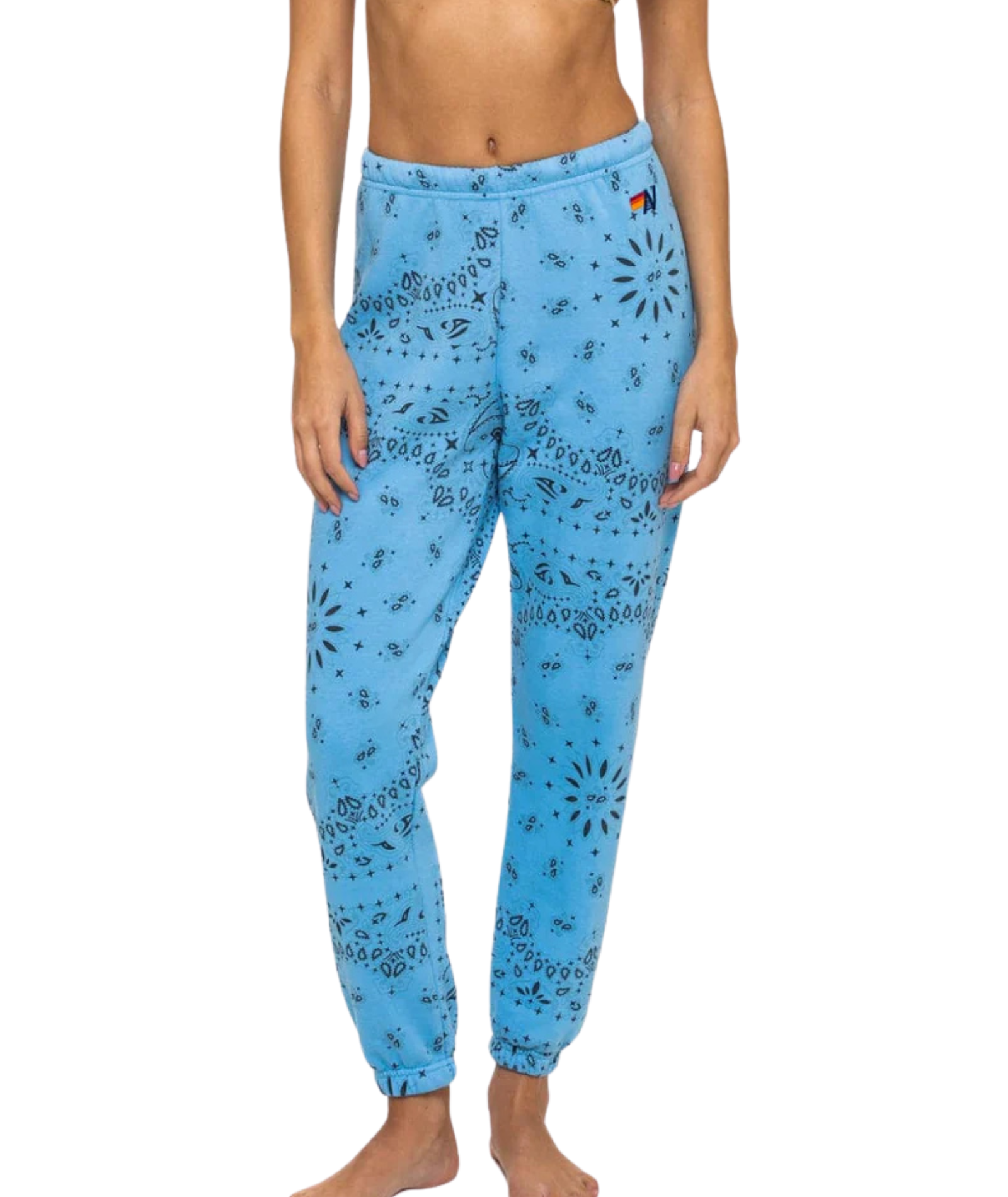 Aviator Nation Women Bandana Sweatpants Womens Casual Bottoms Aviator Nation Sky Blue Juniors/Women XS