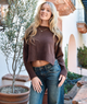 8apart Women Clark Cozy Crew Sweater Womens Casual Tops 8apart Brown Juniors/Women S